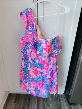 Lilly Pulitzer womens kipton romper pink isle snappy turtle size 14 new with tag